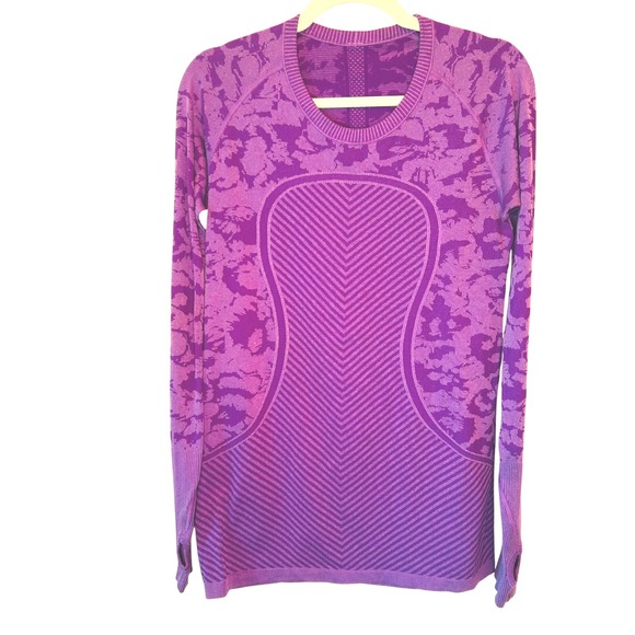 Lululemon Size 10 Swiftly Tech Long Sleeve 2.0 Heathered VioletPurple Camo - Picture 1 of 9